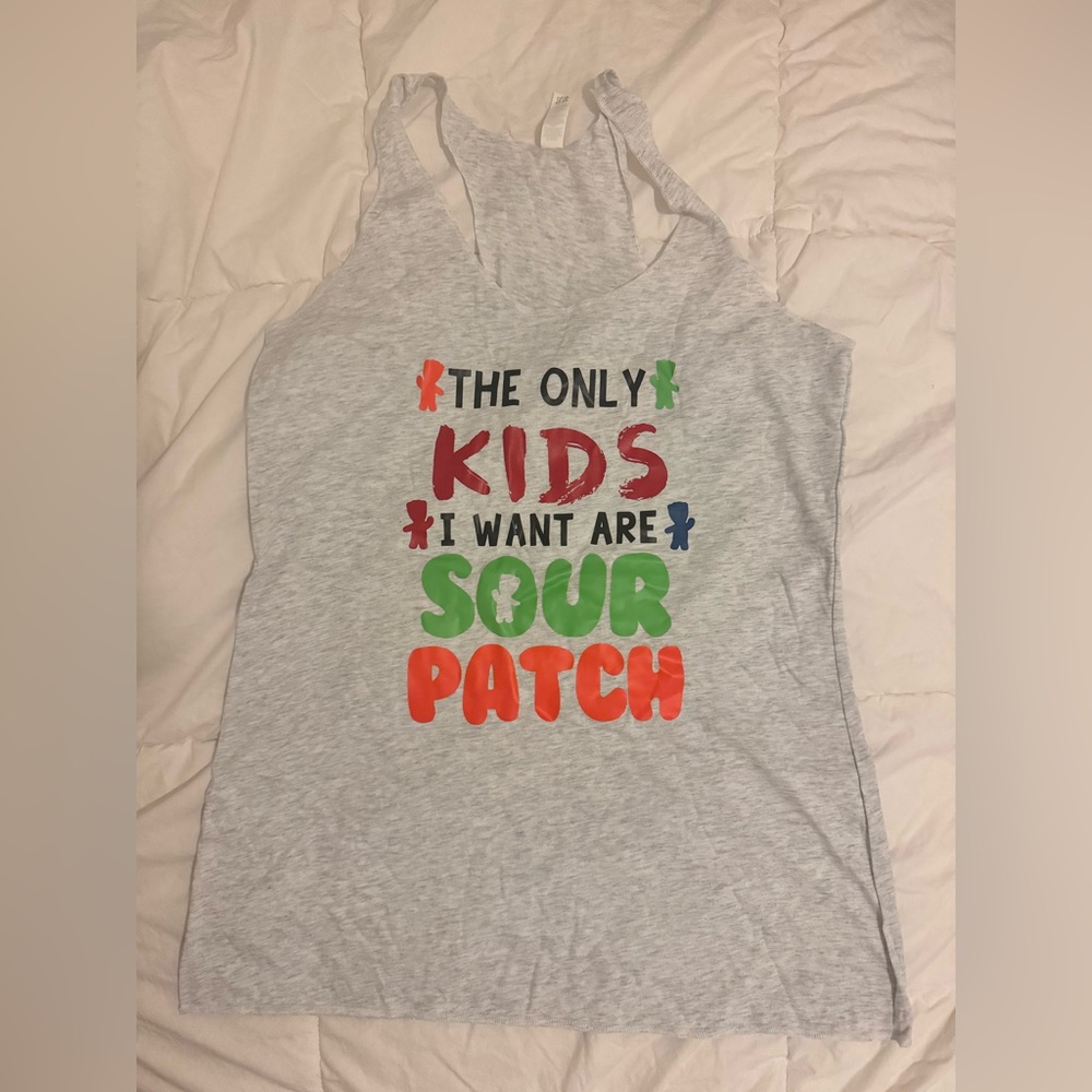 Next Level Apparel Light Gray Tank with Sour Patch Print